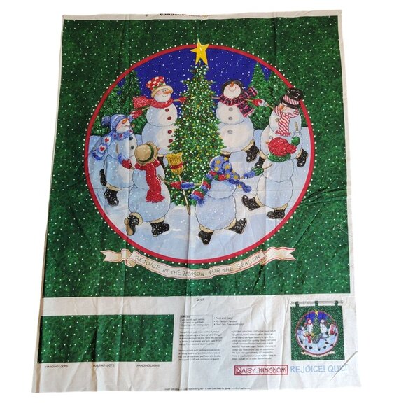 Daisy Kingdom Rejoice Quilt Snowman Fabric Panel Quilted Wall Panel Option - Picture 1 of 5